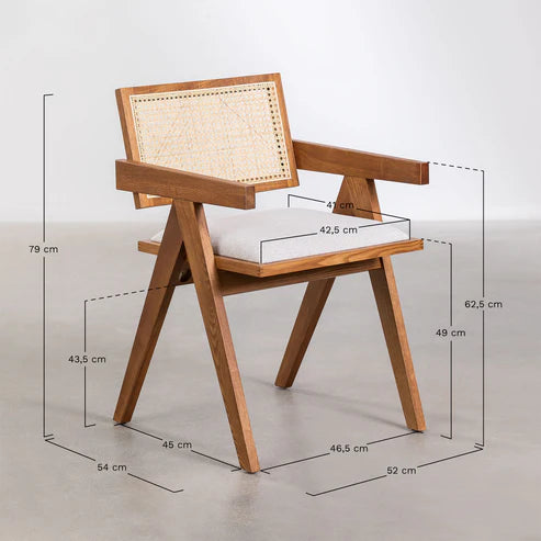 Cane Dining Chair - Wood Finish