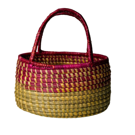 Handwoven Grass Tote Bag - Red