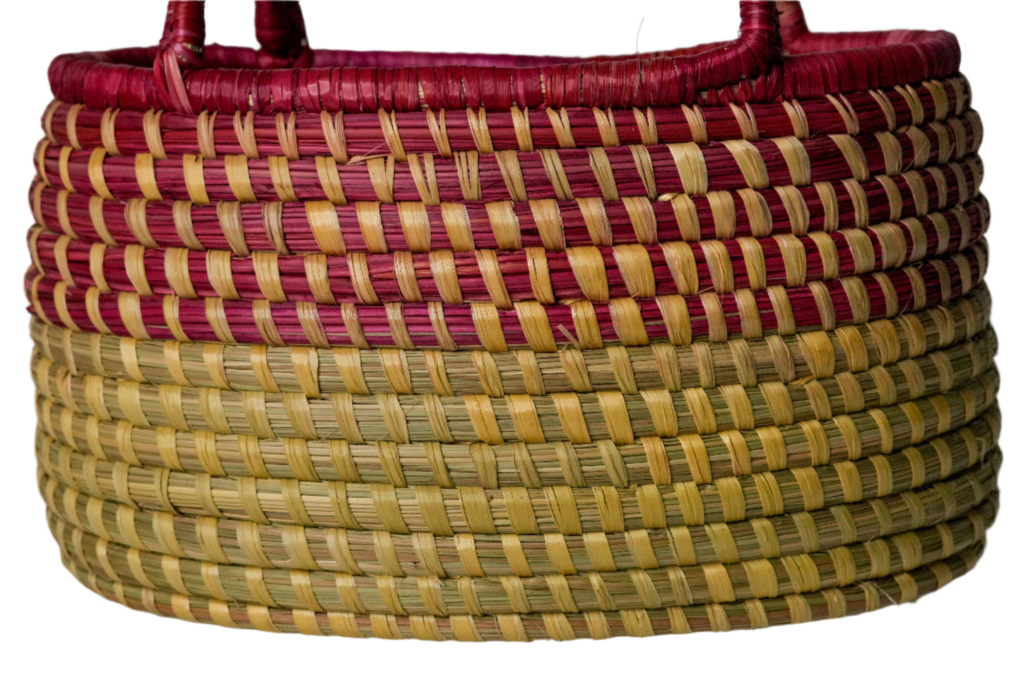 Handwoven Grass Tote Bag - Red